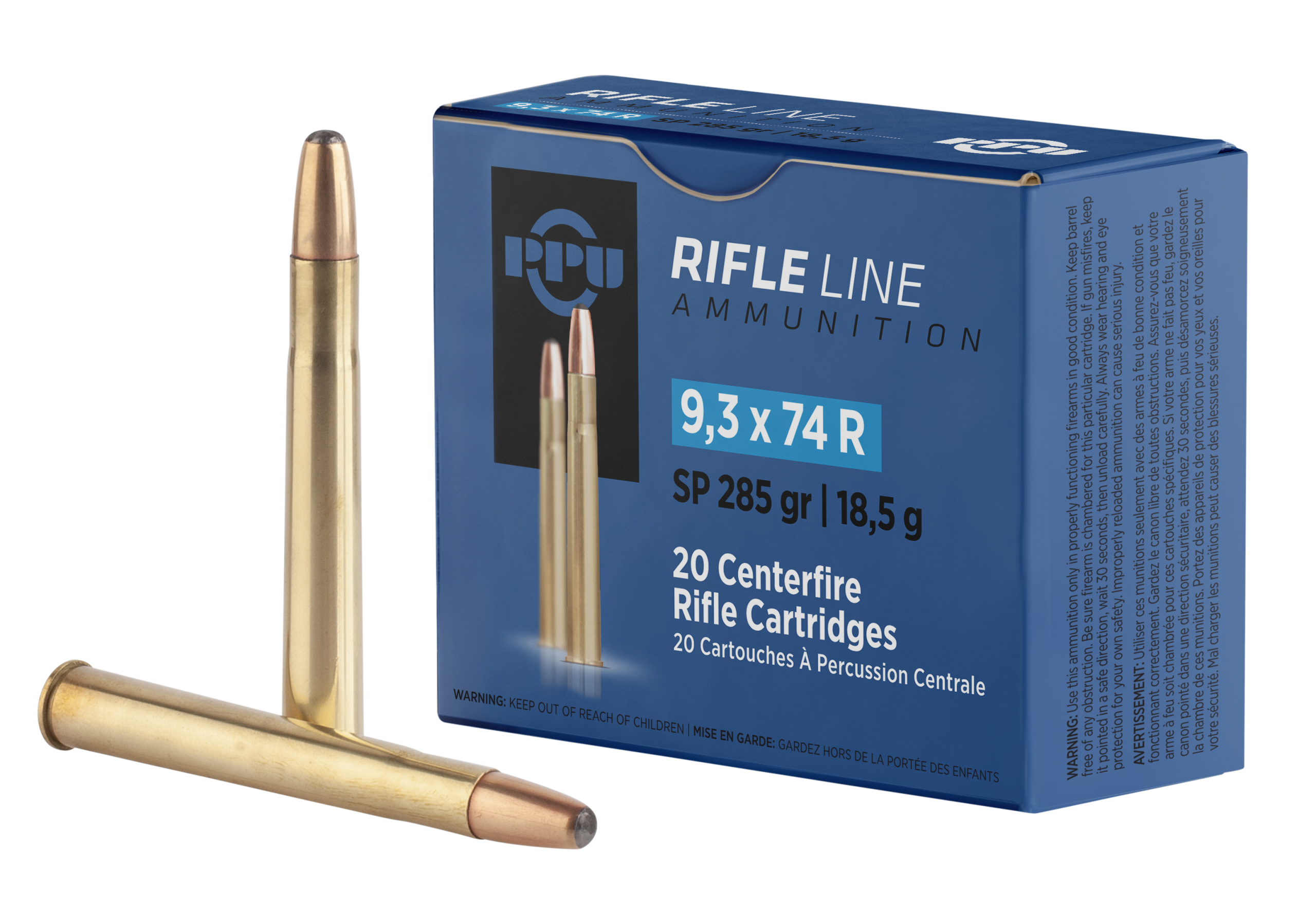 PPU PP9374 Metric Rifle 9.3x74R 285gr Soft Point - Box or Case