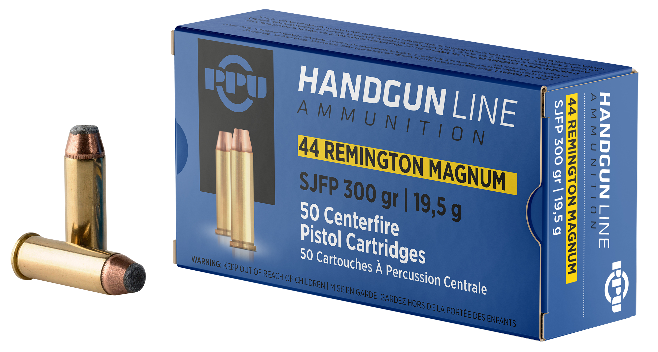 PPU PPH44MF .44 Rem Mag 300gr Semi Jacketed Flat Point - Box or Case