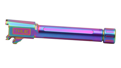 True Precision 9MM Threaded Barrel for the Sig P365XL - Spectrum Rainbow PVD Finish, Thread Protector Included