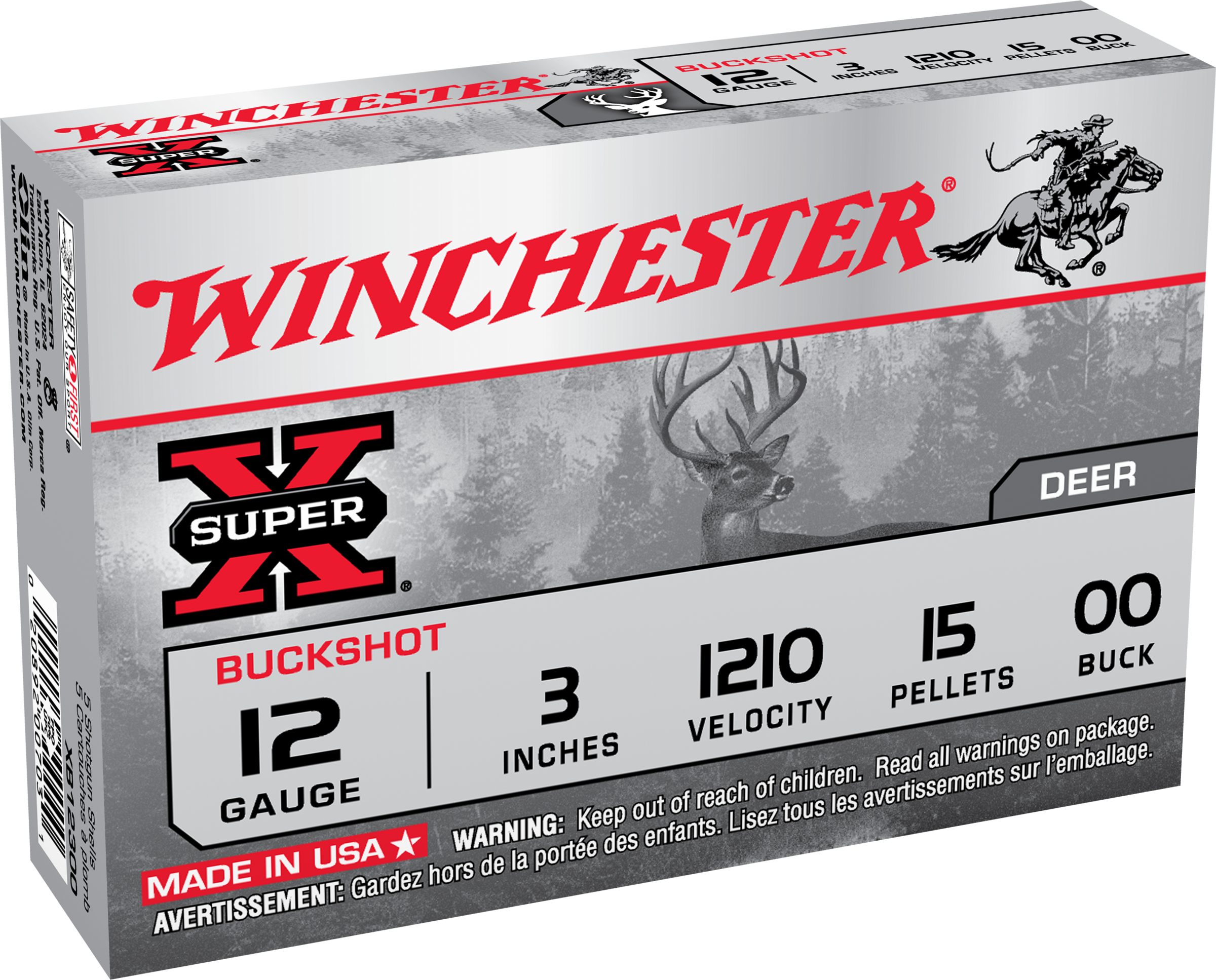 Winchester Ammo Super X 12 Gauge 3 " 15 Pellets 00 Buck Shot - Box or Case