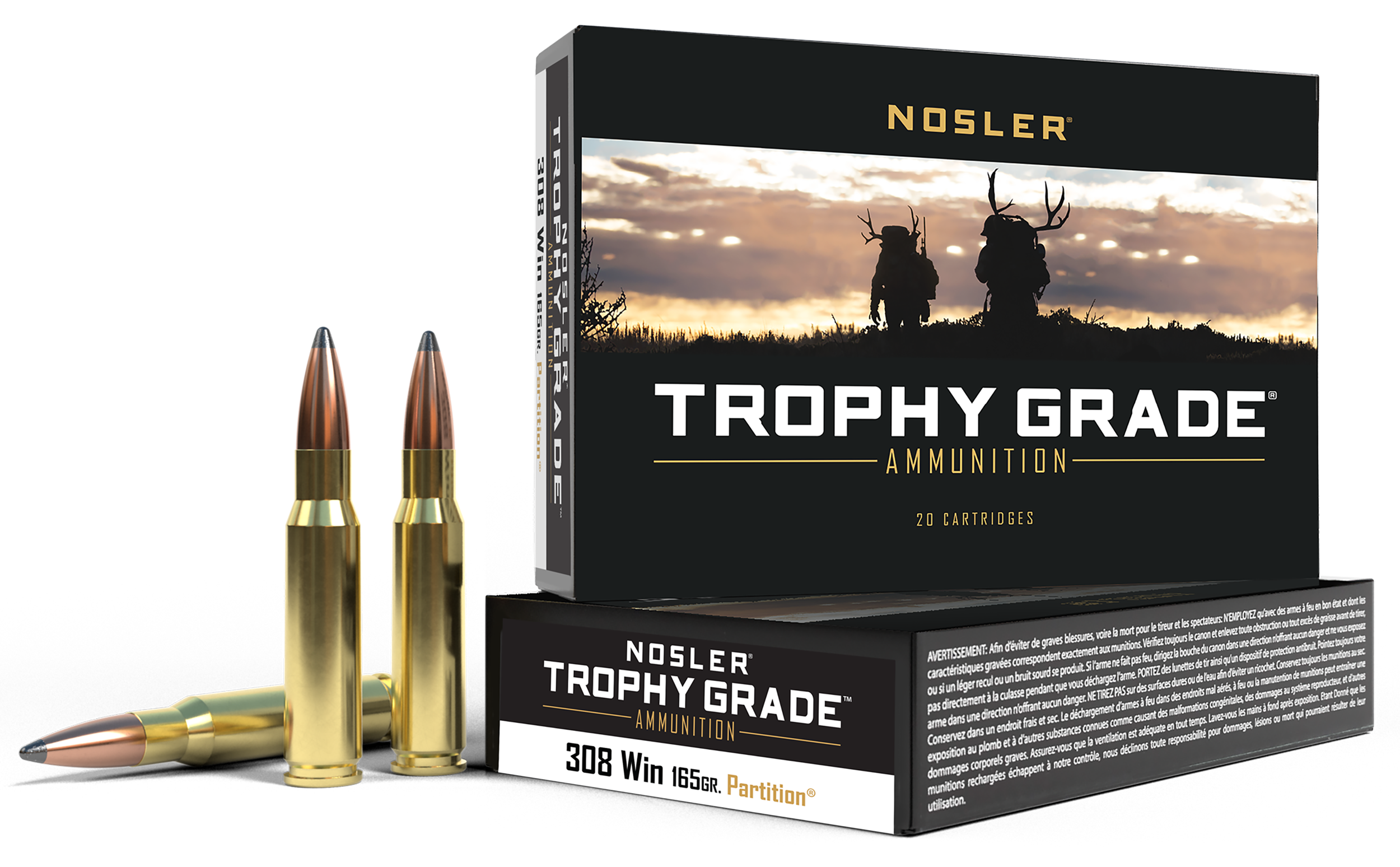Nosler Trophy Grade 308 Win 165gr Nosler Spitzer Partition 20rd/Box - Box or Case