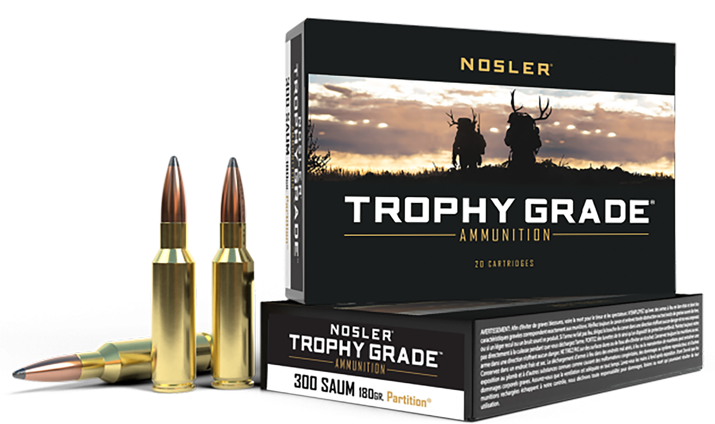 Nosler Trophy Grade 300 Rem SAUM 180gr Spitzer Partition 20-Rd/Box - Box or Case