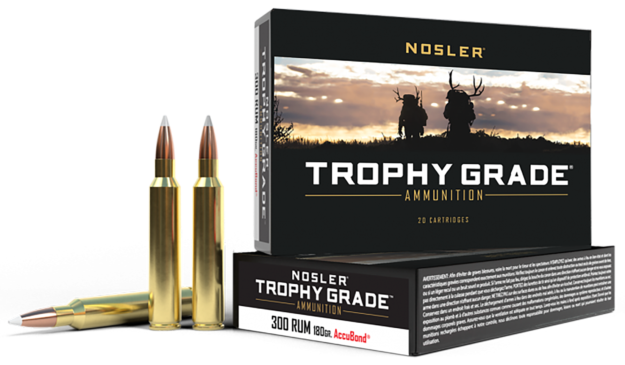 Nosler Trophy Grade 300 RUM 180gr AccuBond 20-Rd - Box or Case