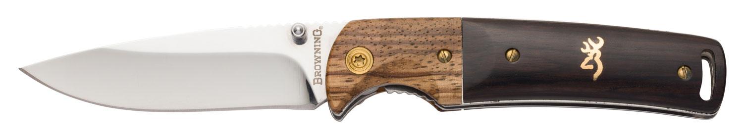 Browning Buckmark Hunter Drop Point Folding Knife w/Two-Tone Black/Brown Handle (3220231)