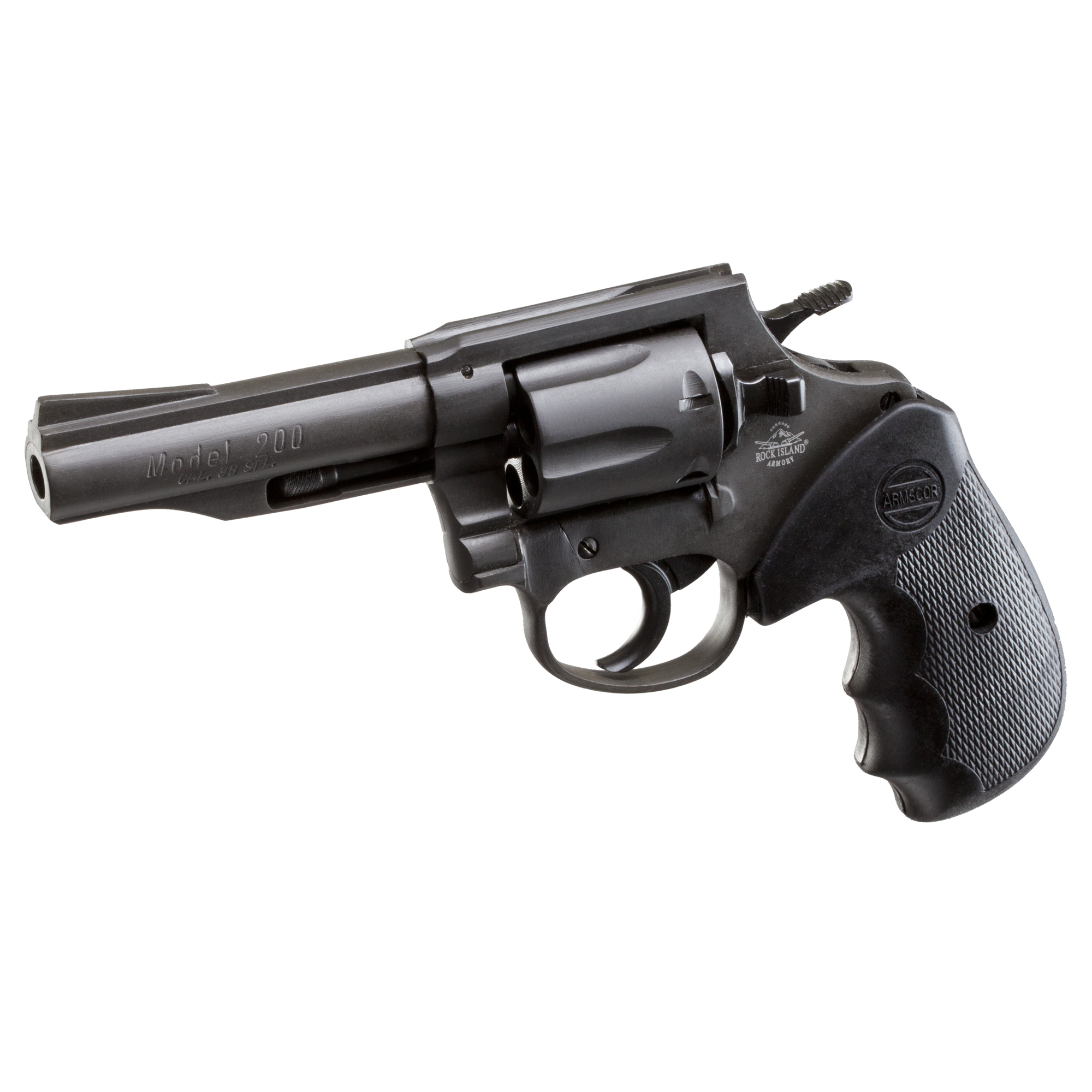 Rock Island M200 38 Special Revolver 6rd 4” Black Parkerized Steel Black Polymer Grip