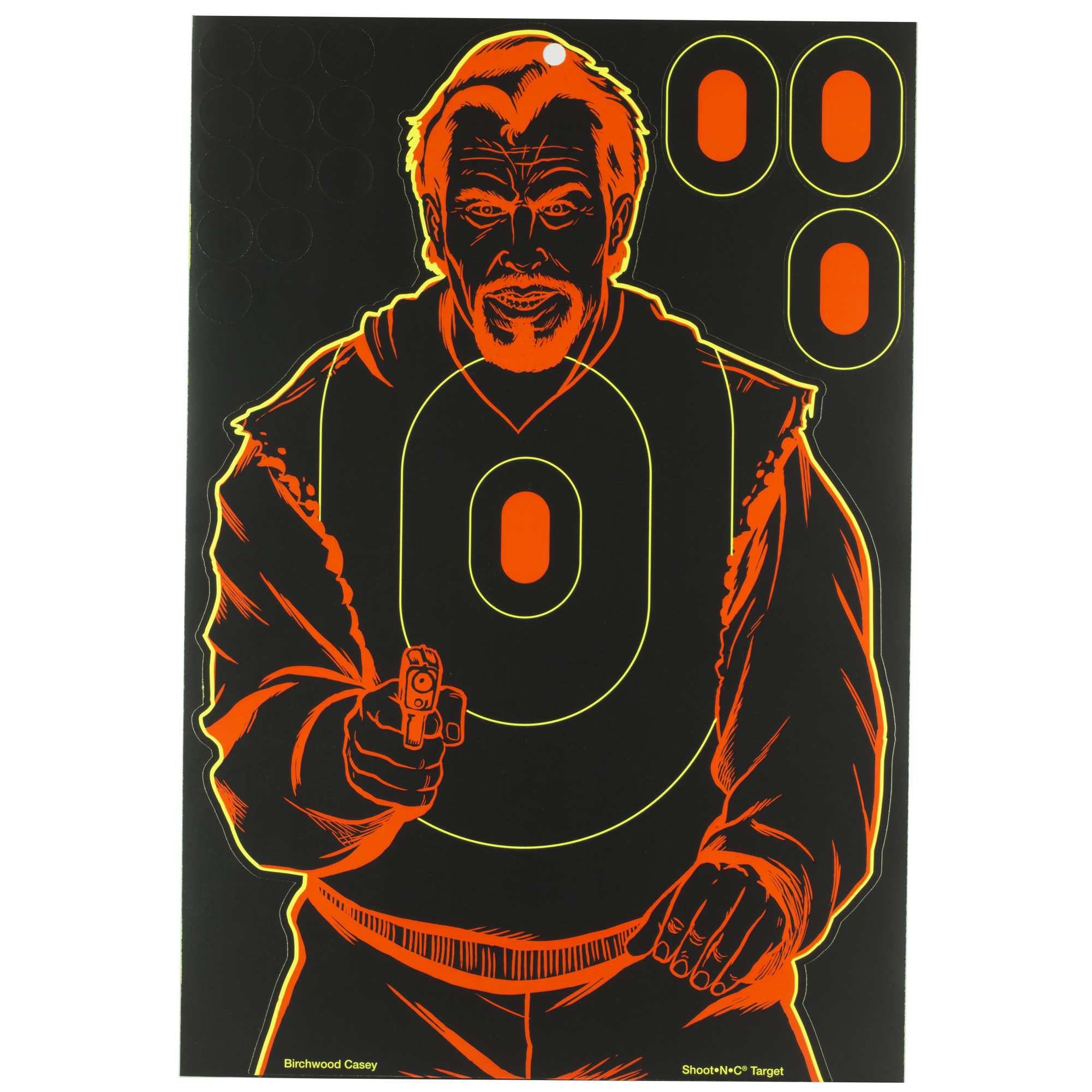 Birchwood Casey 34645 Shoot-N-C Reactive Target Self-Adhesive Paper Black/Red 12”x18” Bad Guy Silhouette 5 Pack