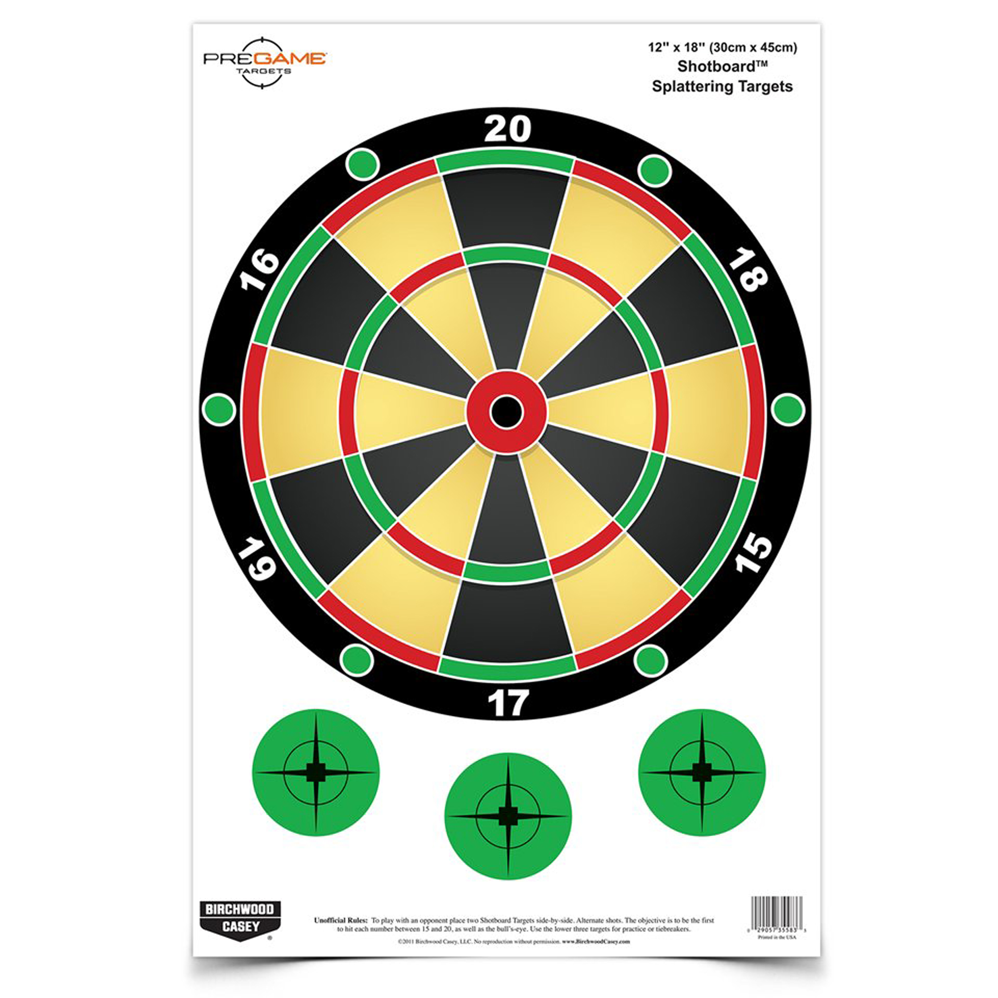 Birchwood Casey 35562 Pregame Shotboard Hanging Paper All Firearms 12” x 18” Impact Enhancement Splatter 8 Targets