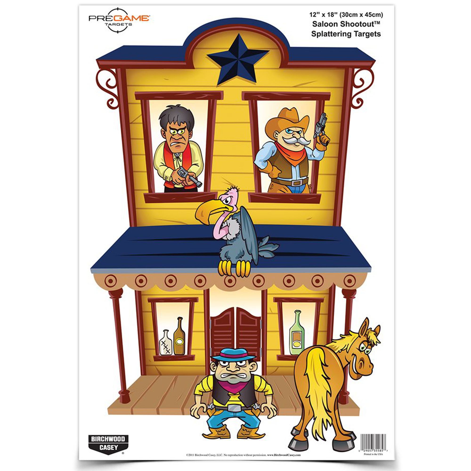 Birchwood Casey 35564 Pregame Saloon/Patrons Paper Hanging Universal 12” x 18” Multi-Color 8 Per Pkg