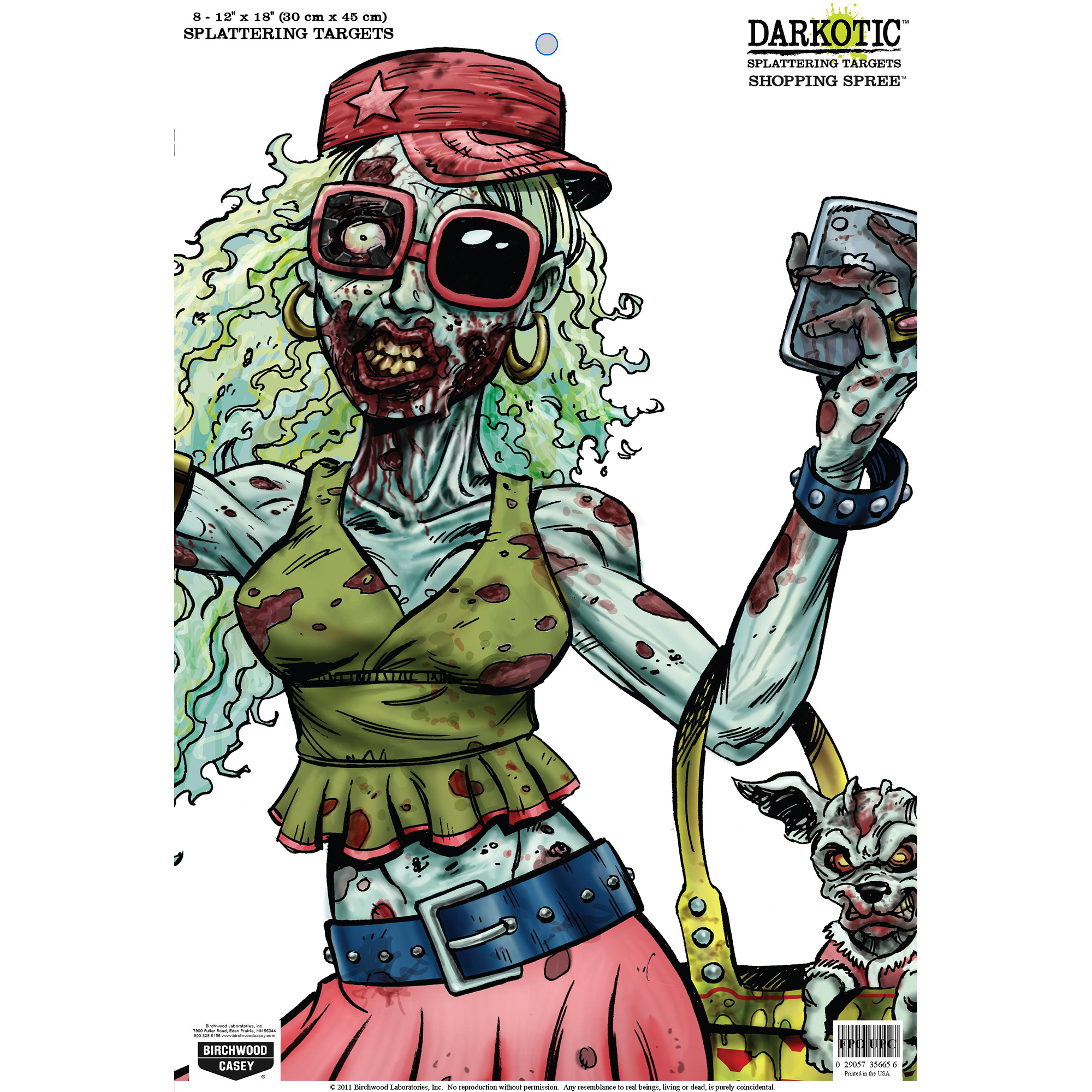 Birchwood Casey 35665 Darkotic Shopping Spree Zombie Valley Girl Paper Hanging Universal 12” x 18” Multi-Color Impact Enhancement Splatter 8 Per Pkg