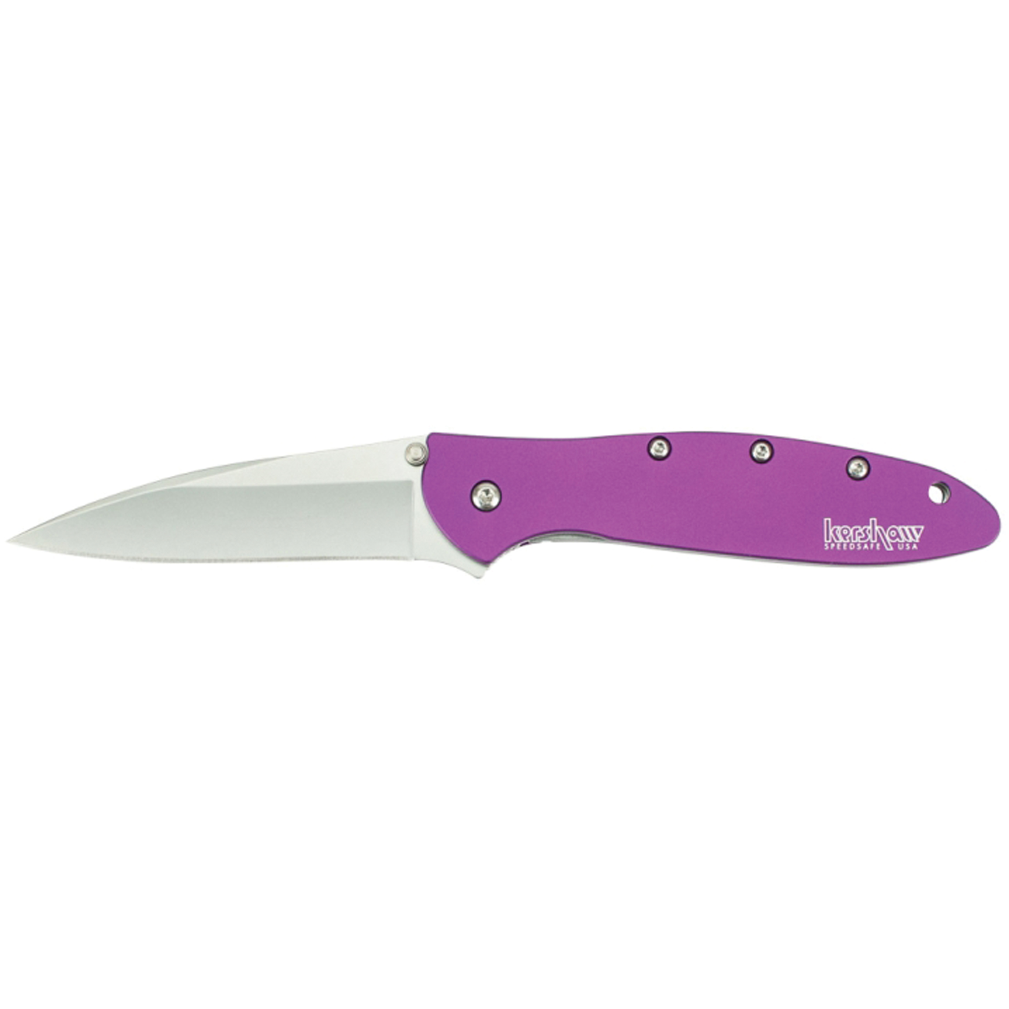 Kershaw 1660PUR Leek 3” Folding Drop Point Plain Bead Blasted 14C28N Steel Blade Purple Anodized Aluminum Handle Includes Pocket Clip