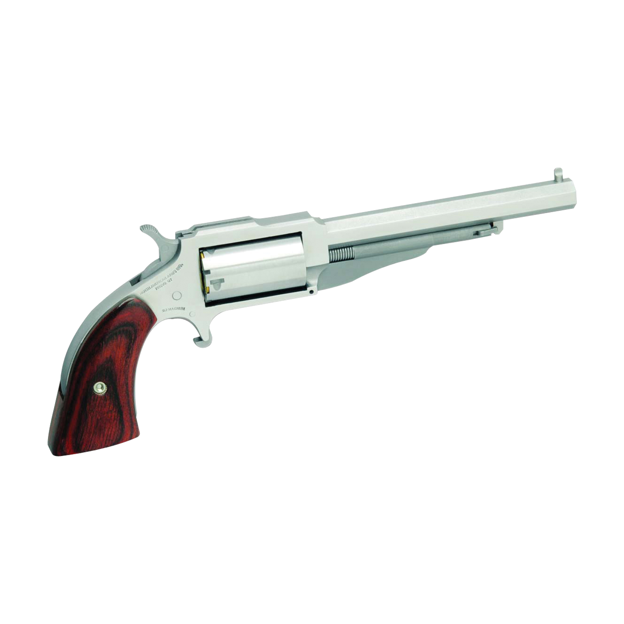 North American Arms 18604C 1860 The Earl *CA Compliant 22 LR/22 WMR 5 Shot 4” Stainless Steel Barrel, Frame & Cylinder, Rosewood Boot Grip, Exposed Hammer