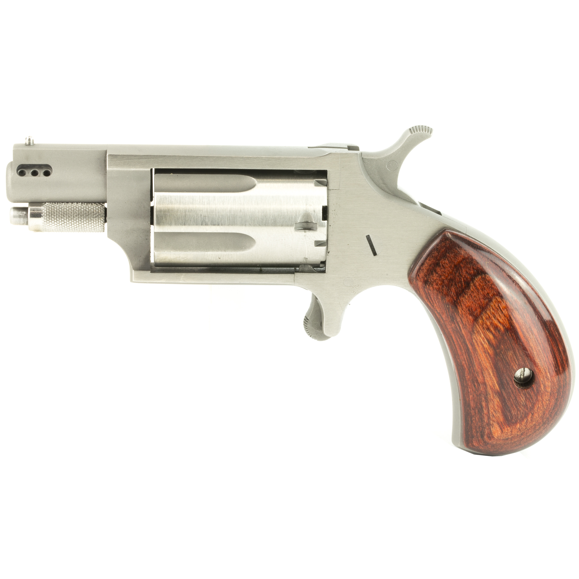 North American Arms 22MSCP Mini-Revolver Combo 22 LR/22 WMR 5 Shot 1.63” Stainless Steel Ported Barrel, Stainless Steel Frame & Cylinder, Rosewood Birdshead Grip, Exposed Hammer