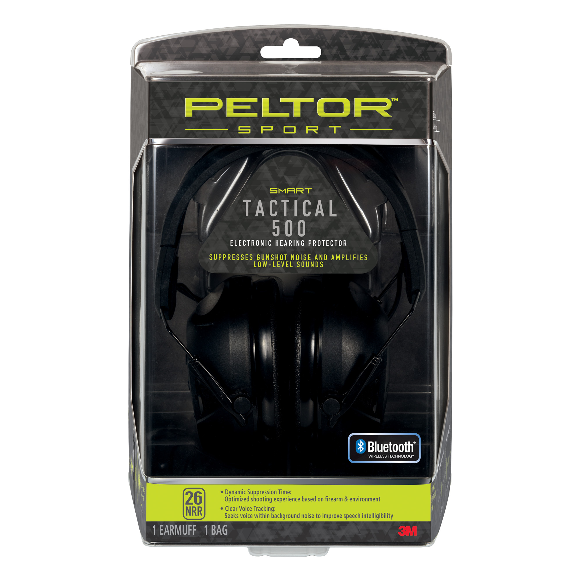 Peltor TAC500OTH Sport Tactical 500 Polymer 26 dB Over the Head Black Adult 1 Pair