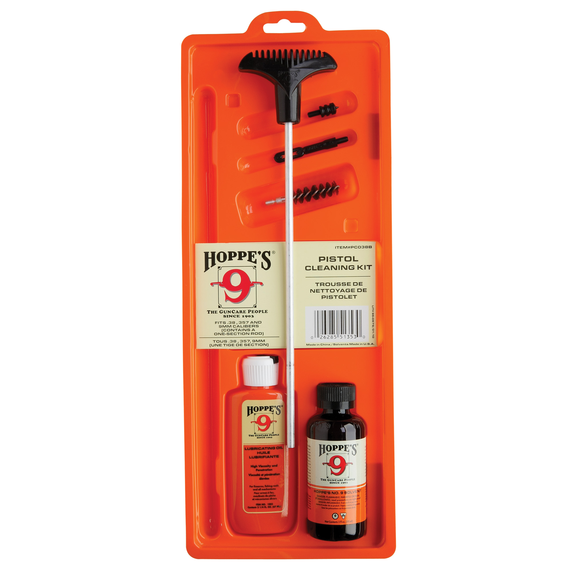 Hoppe’s PCO38 Pistol Cleaning Kit 38 / 357 / 9mm Cal Includes Storage Box
