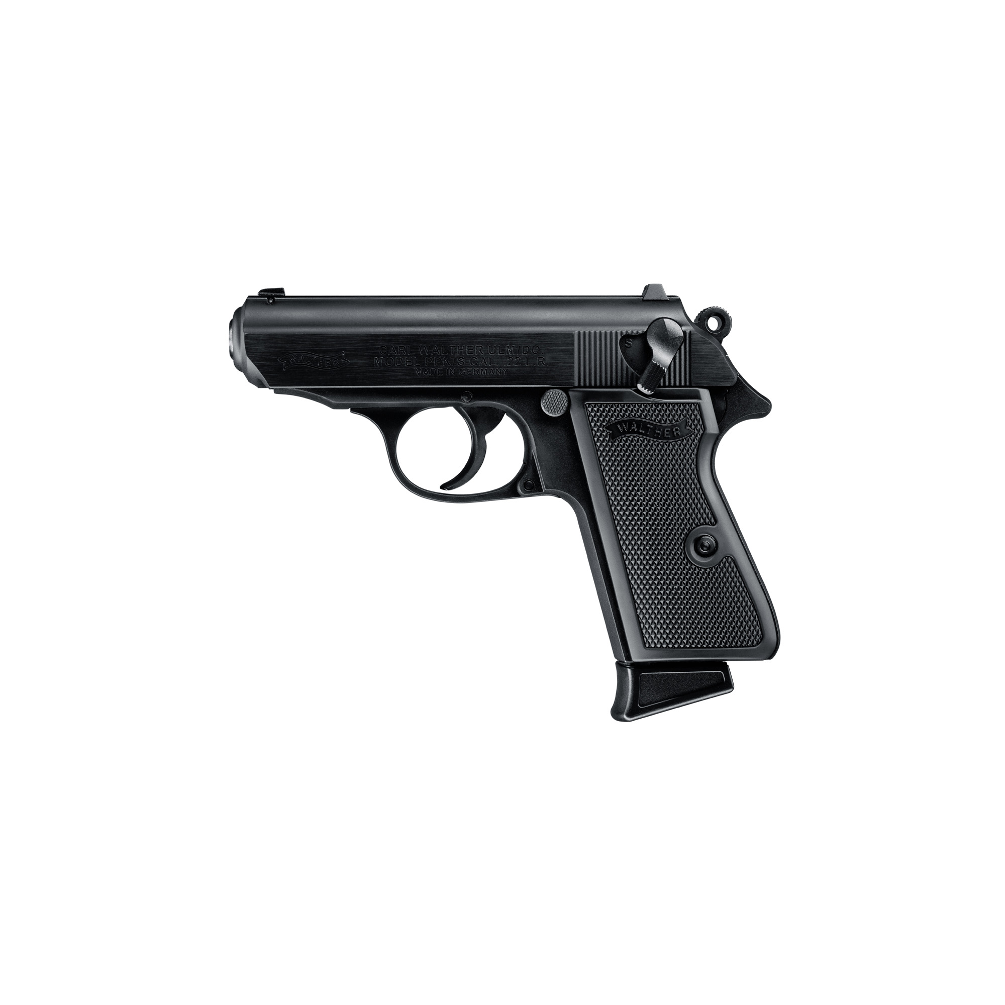 Walther Arms 5030300 PPK/S 22 LR 10+1 3.30” Steel/Threaded Barrel Matte Black Tenifer Serrated/Steel Slide, Black Zinc Alloy Frame w/Beavertail, Black Checkered Polymer Grips