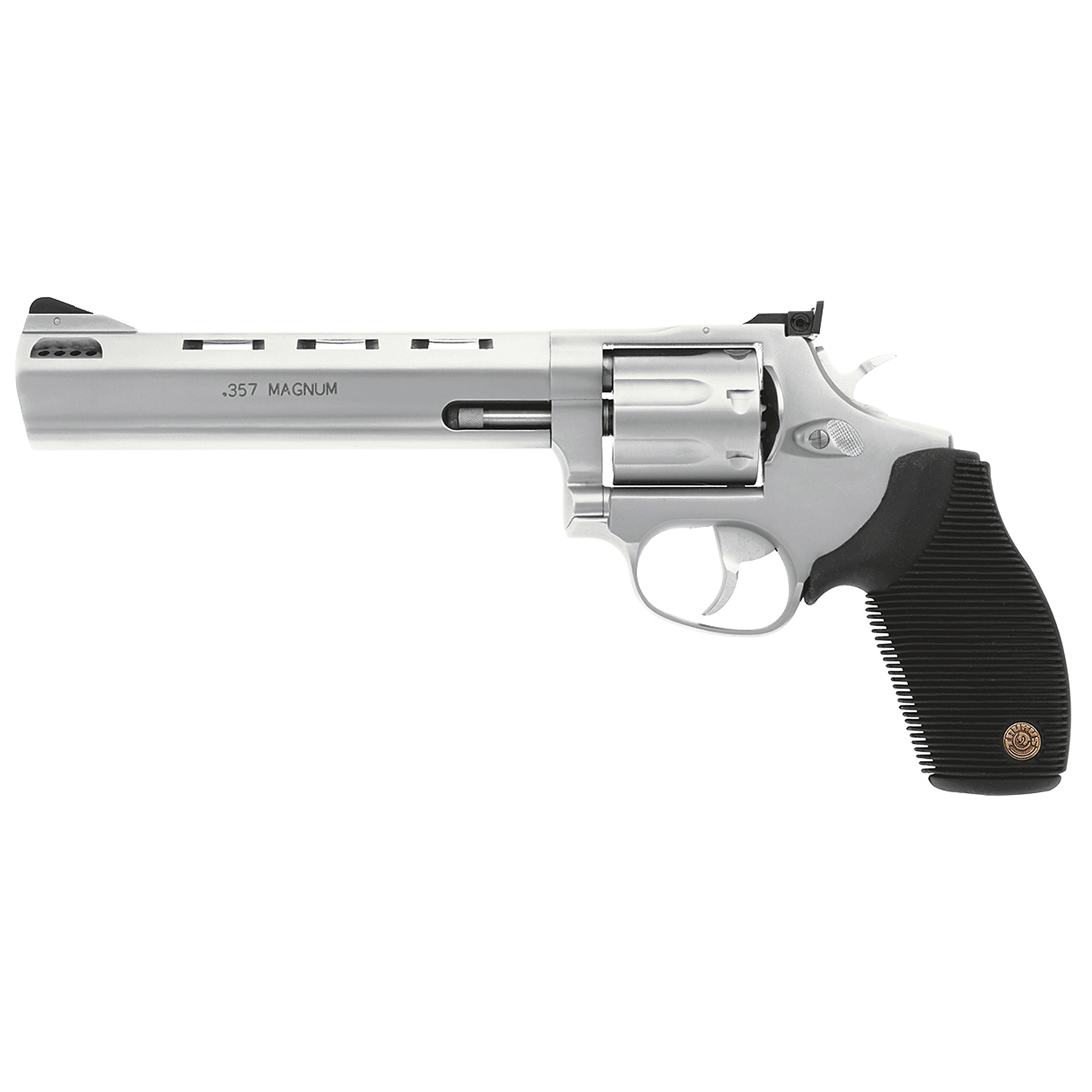 Taurus 2-627069 Tracker 627 Medium 357 Mag 38 Special +P 7 Shot 6.50” Matte Stainless Steel Ported Barrel, Cylinder & Frame, Black Ribber Grip, Transfer Bar Safety, Exposed Hammer