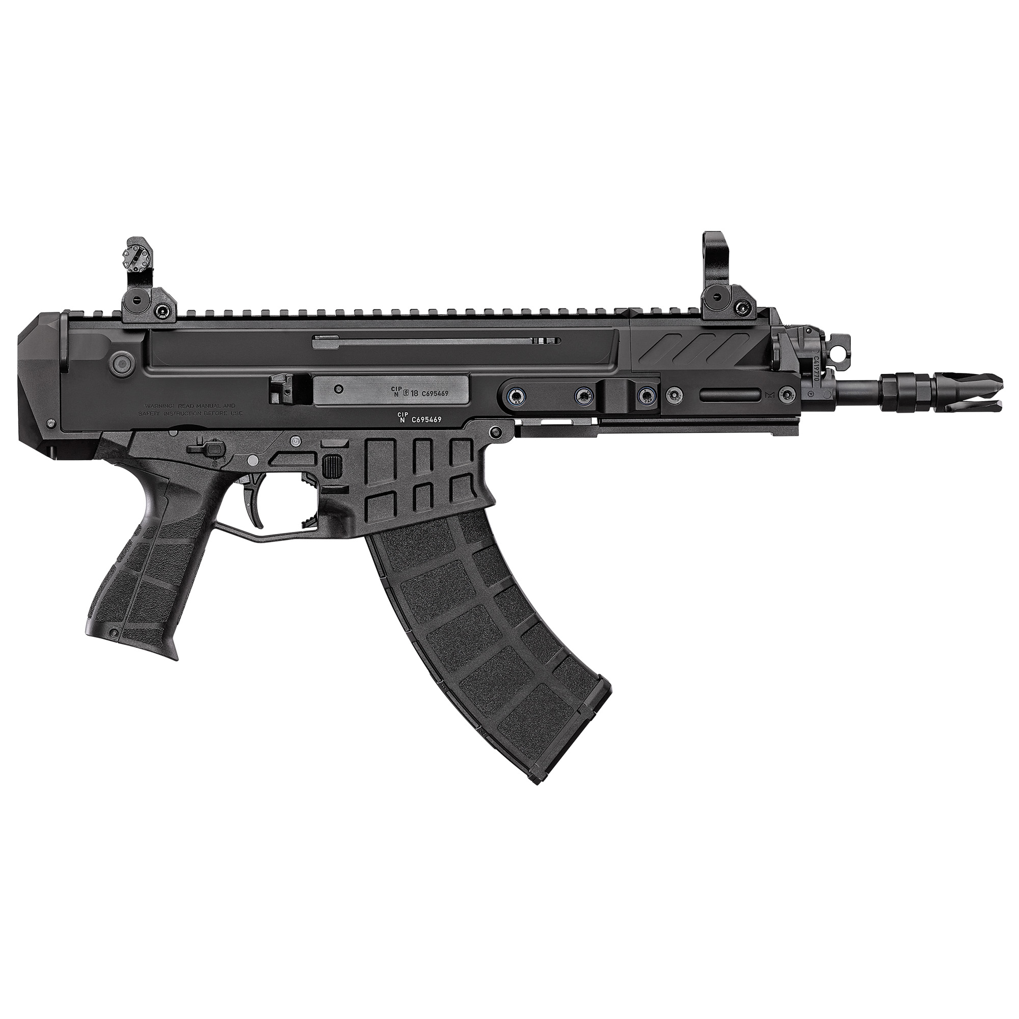 CZ-USA 91461 Bren 2 MS 7.62x39mm 30+1 11.14” Black Steel Barrel, Black Aluminum Receiver w/Picatinny Rail, Carbon Fiber/Polymer Frame, Black Stippled Grip, Right Hand