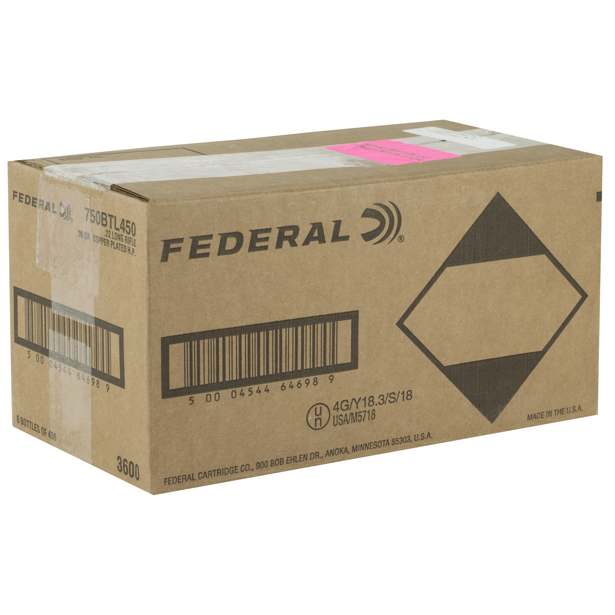 Federal 750BTL450 Champion Training BYOB 22LR 36gr Copper Plated Hollow Point 450 Per Box/8 Case