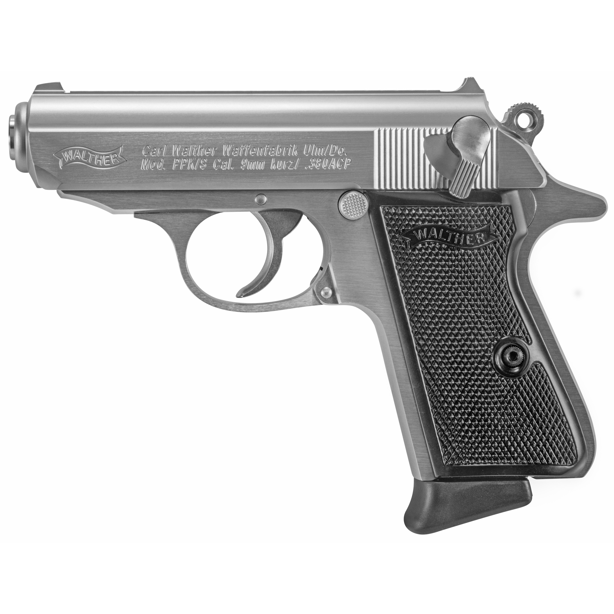 Walther PPK/S 380 ACP 3.30” 7+1 Stainless Black Polymer Grip