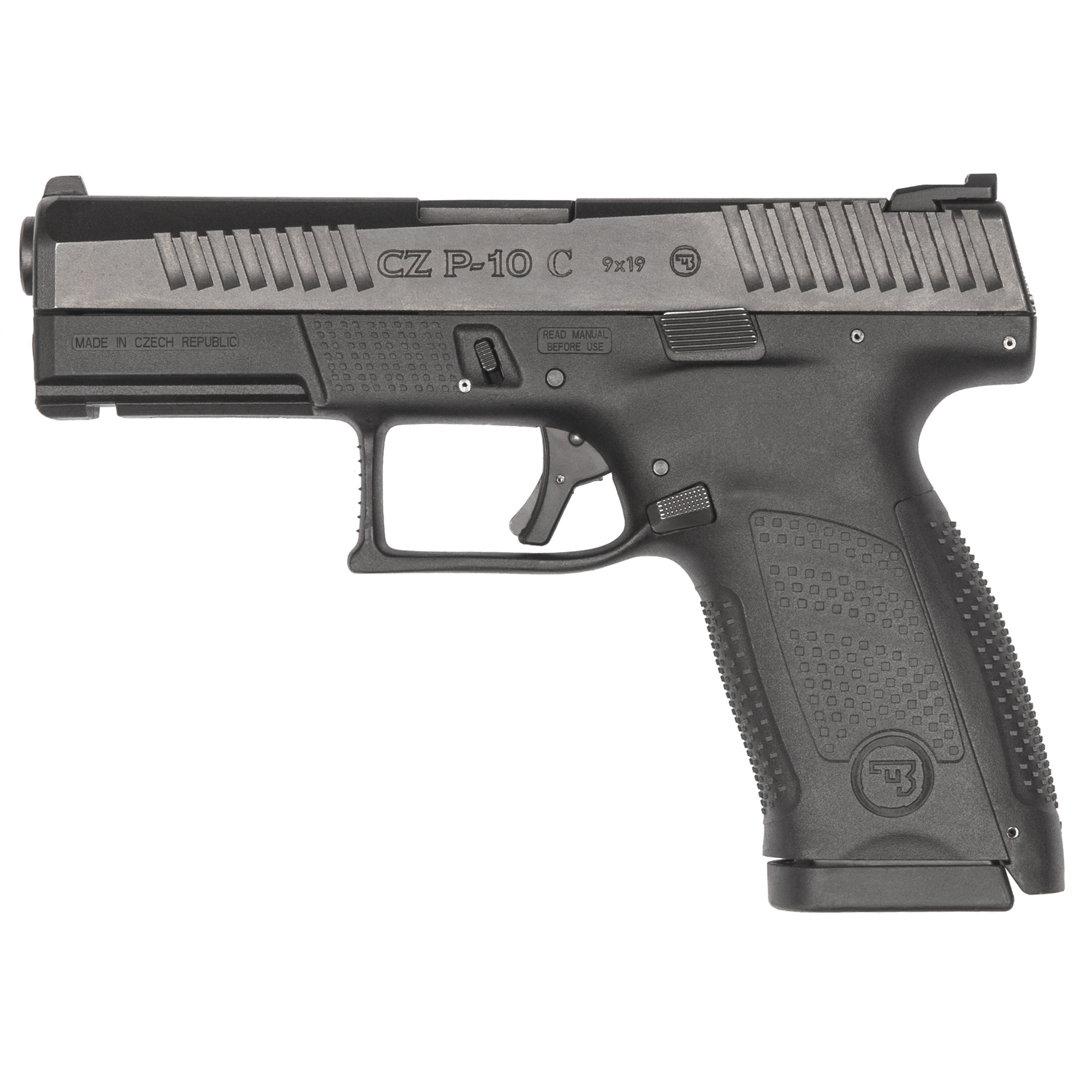 CZ P10C Compact 9mm Pistol 4” 15+1 Black Steel Slide Black Polymer Grip Reversible Mag Release