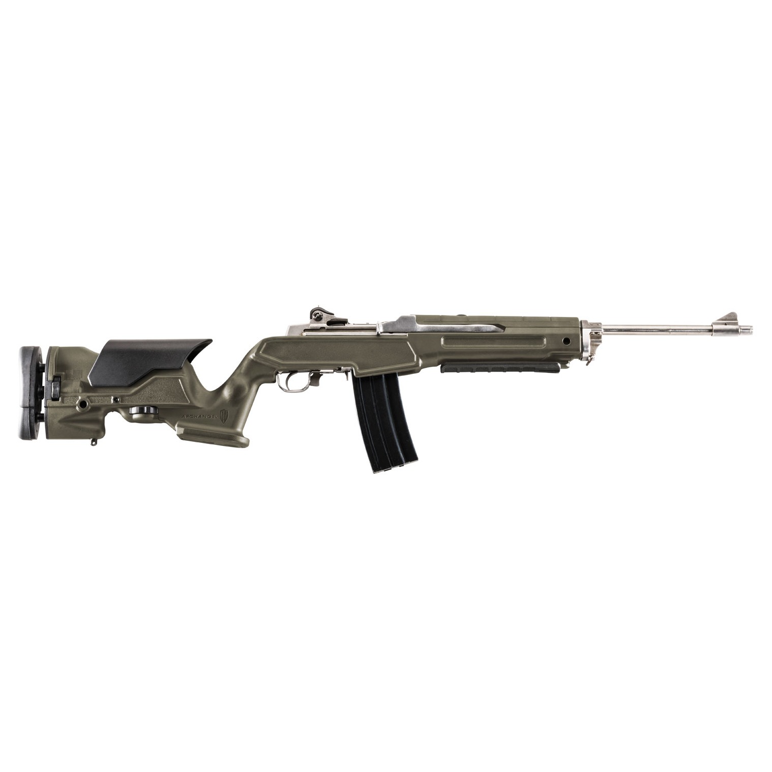 Archangel AAMINIOD Precision Stock OD Green Synthetic Fixed with Adjustable Cheek Riser for Ruger Mini-14, Mini Thirty