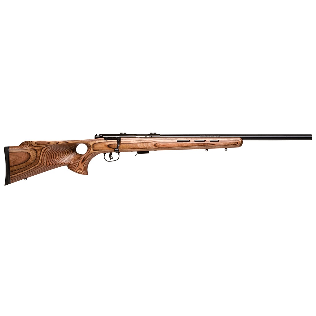 Savage Arms 28750 Mark II BTV Full Size 22 LR 5+1 21” Matte Black Heavy Button Rifled Barrel, Matte Black Drilled & Tapped Carbon Steel Receiver, Satin Brown Thumbhole Laminate Stock, Right Hand