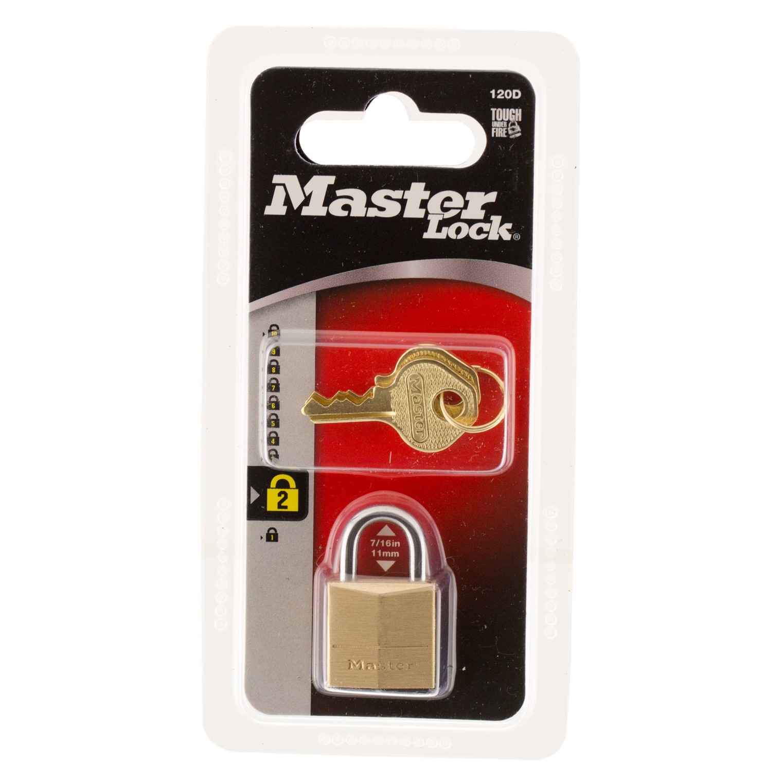 Master Lock 120D Padlock Open With Key Gold Brass