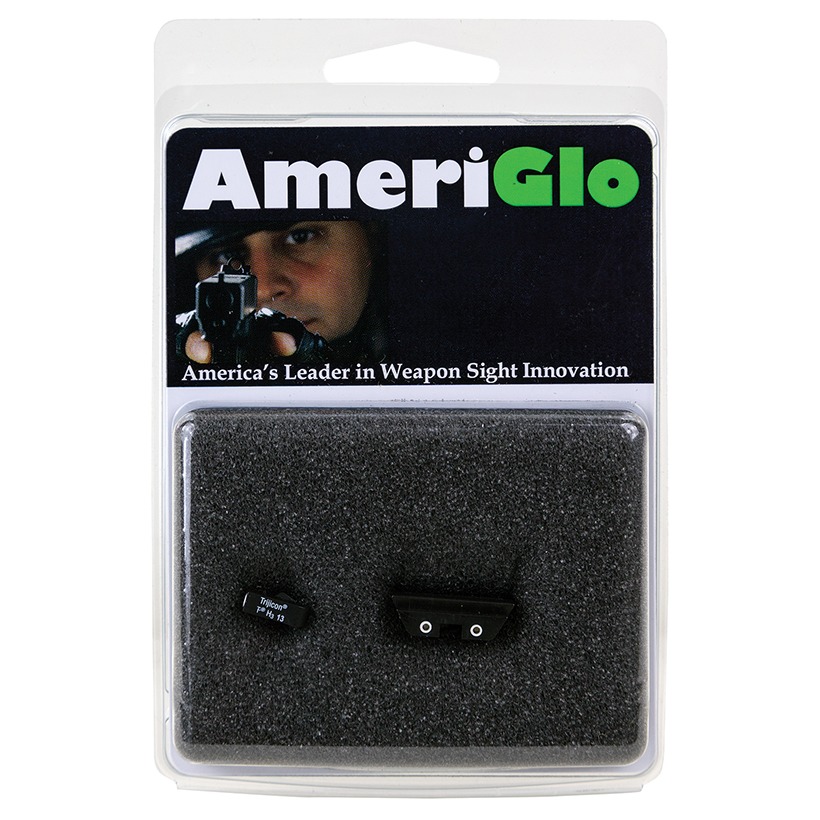 AmeriGlo GL121 Classic Tritium Sight Set for Glock Green Tritium White Outline Front Sight-Yellow Tritium White Outline Rear Sight