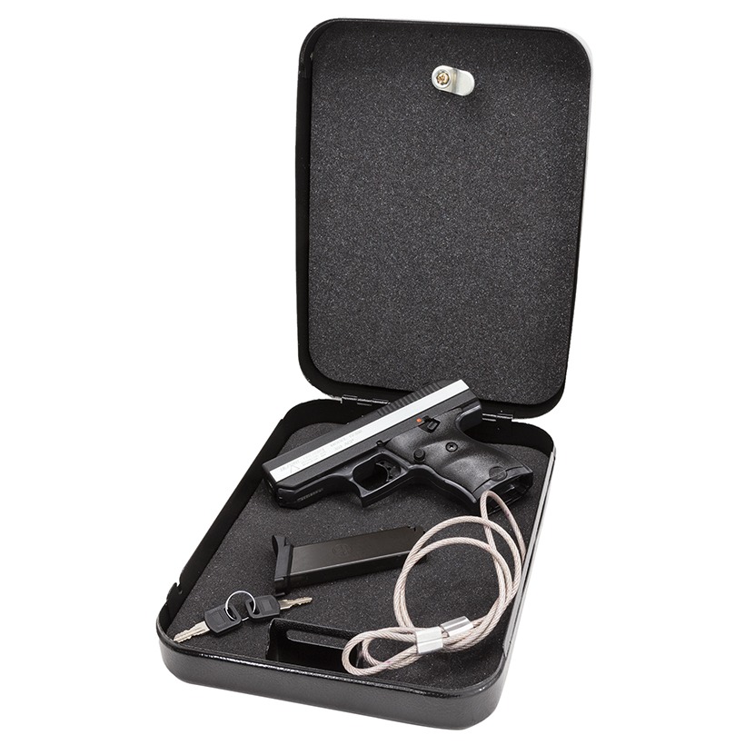 Hi-Point CF380HSP CF Home Security Package 380 ACP 8+1, 3.50” Black Steel Barrel, Black Powder Coated/Chrome Serrated Steel Slide, Black Polymer Frame & Grip, Keyed Lock Box