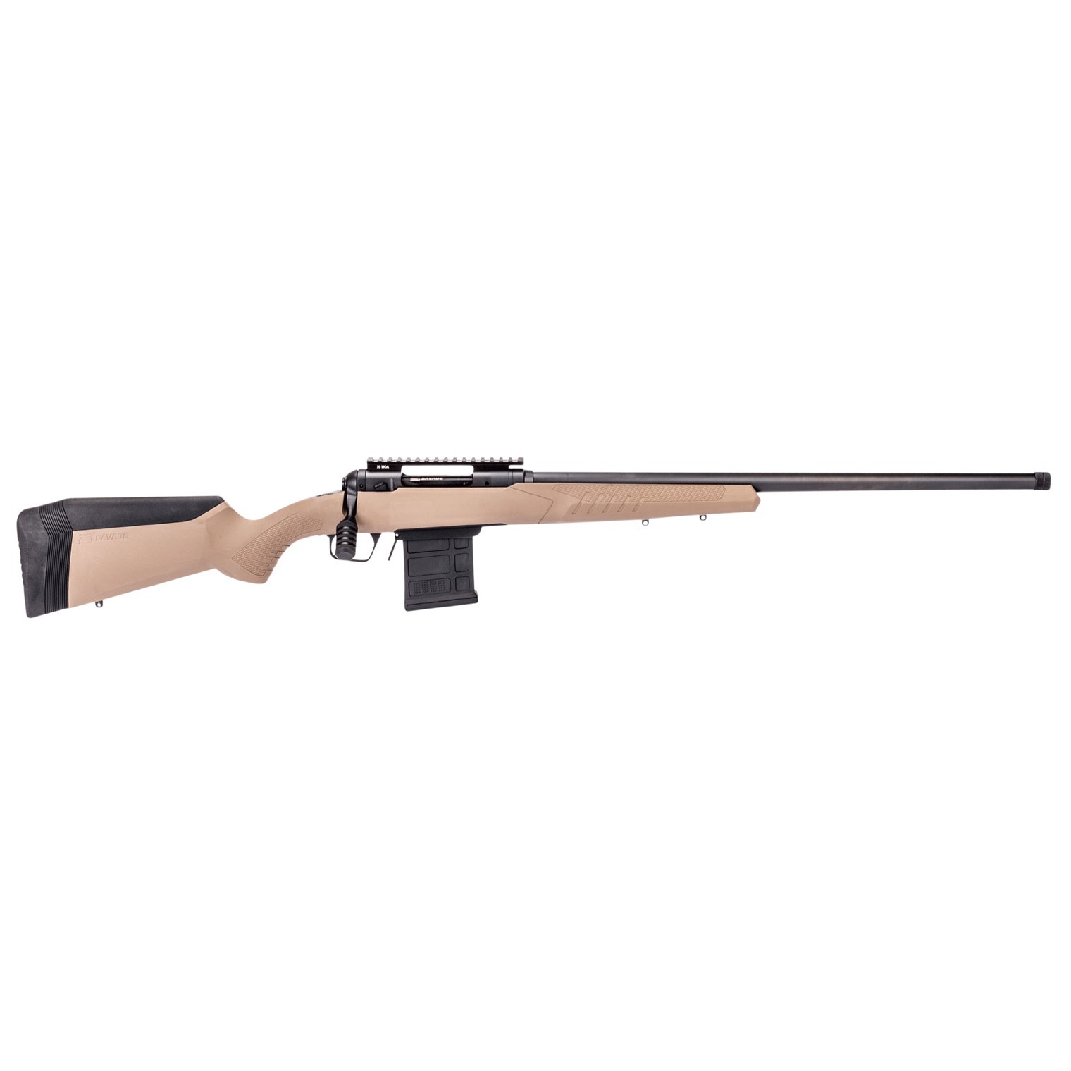 Savage Arms 57524 110 Tactical Desert 6.5 Creedmoor 10+1 24”, Matte Black Metal, Flat Dark Earth Fixed AccuStock with AccuFit, Left Hand