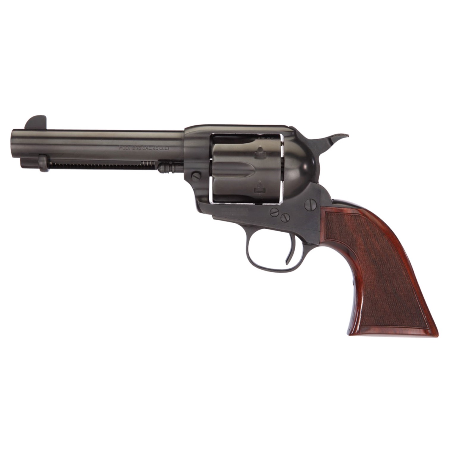Taylors & Company 550885DE Runnin Iron Black Rock 45 Colt (LC) Caliber with 4.75” Barrel, 6rd Capacity Cylinder, Overall Black Nitride Finish Steel, Checkered Walnut Grip & Overall Taylor Polish