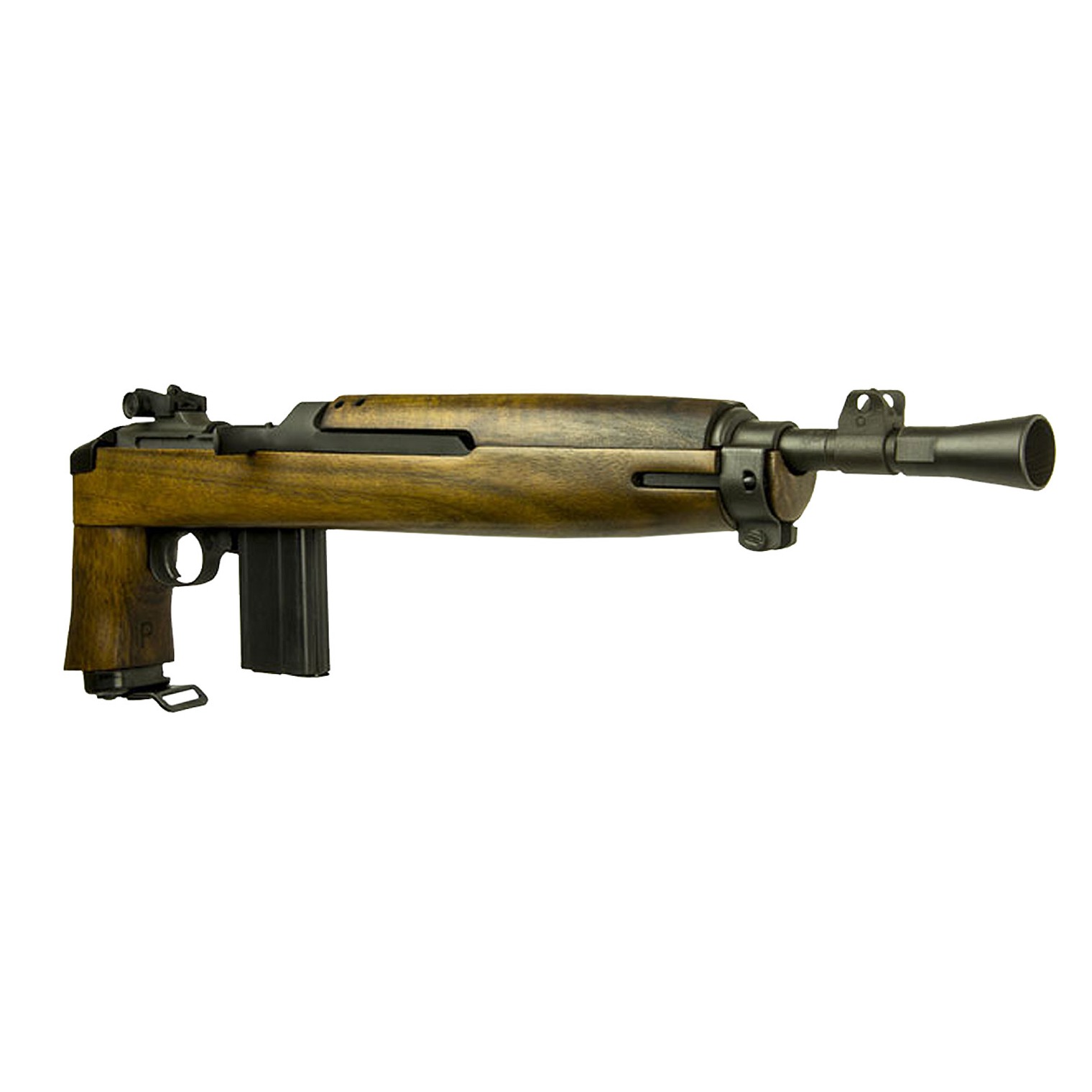 Inland MFG ILM200 Advisor M1 30 Carbine 15+1 12” Threaded Barrel w/Conical Flash Hider, Black Parkerized Metal Finish, Type 2 Barrel Band, Round Bolt, Low Wood Walnut Stock