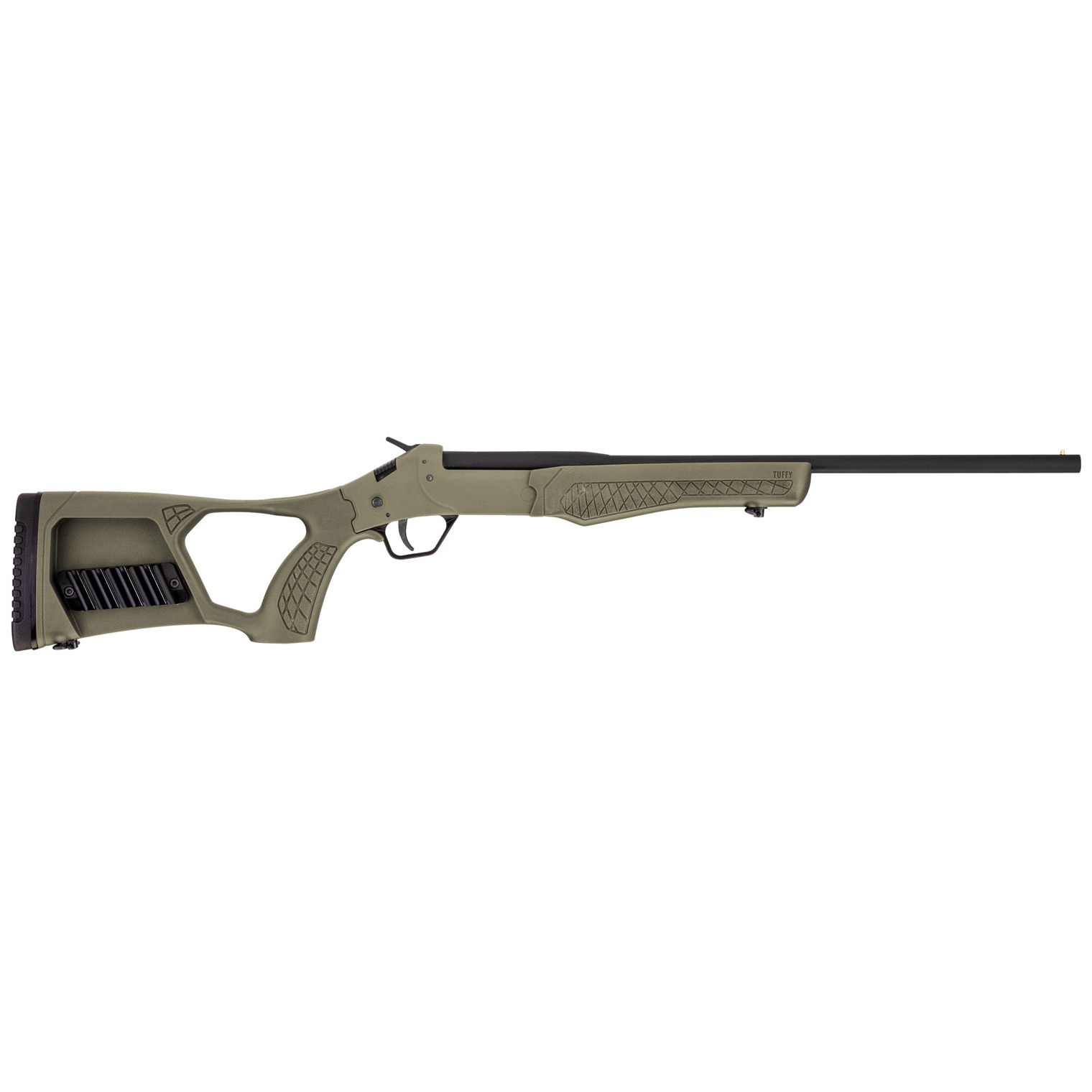 Rossi SSP1OD Tuffy Single Shot Youth 410 Gauge Break Open 3” 1rd 18.50” Matte Black Barrel, Matte Black Steel Receiver, OD Green Thumbhole Stock w/Shell Holder, Right Hand