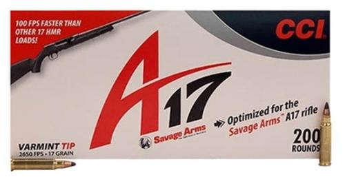 CCI A17 Ammunition .17 HMR 17gr, Varmint Tip 200rd/Box