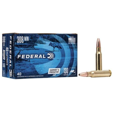 Federal American Eagle Varmint and Predator Ammunition 308 Winchester 130 Grain Hollow Point 40 Rounds