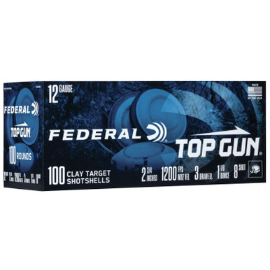 Federal TG121008 Top Gun 12 Gauge 2.75" 1 1/8 oz 8 Shot 100 Rounds