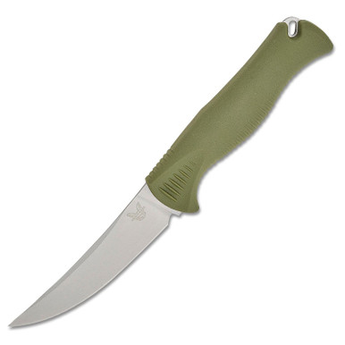Benchmade Hunt Meatcrafter Fixed Blade 4.01" Stonewashed Trailing Point Dark Olive Santoprene