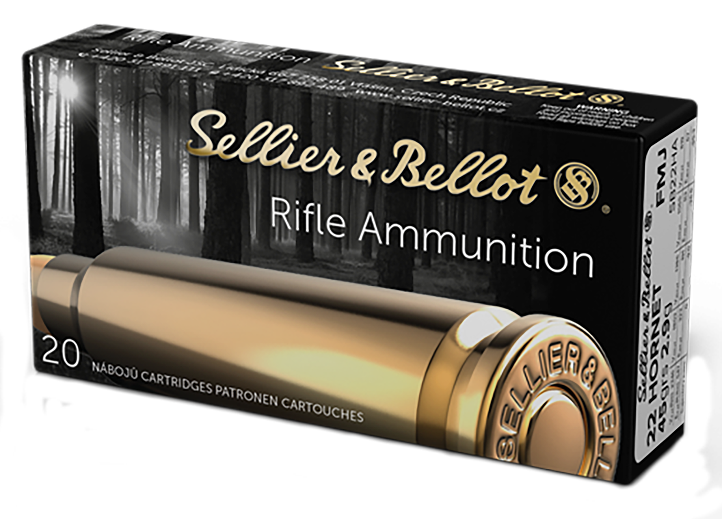 Sellier & Bellot SB22HA Rifle 22 Hornet 45gr FMJ 20 Rd - Box or Case