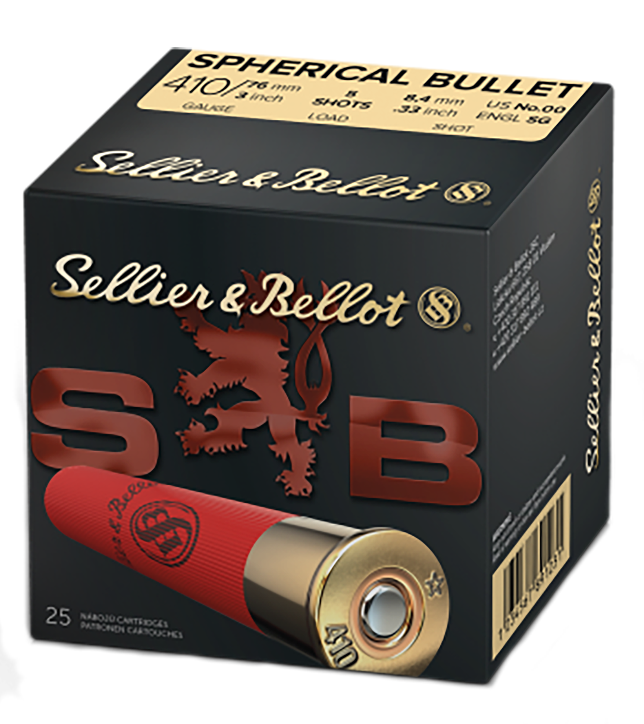 Sellier & Bellot SB410B Shotgun 410 Gauge 3" 5 Pellets 5/8 oz 00 Buckshot - Box or Case