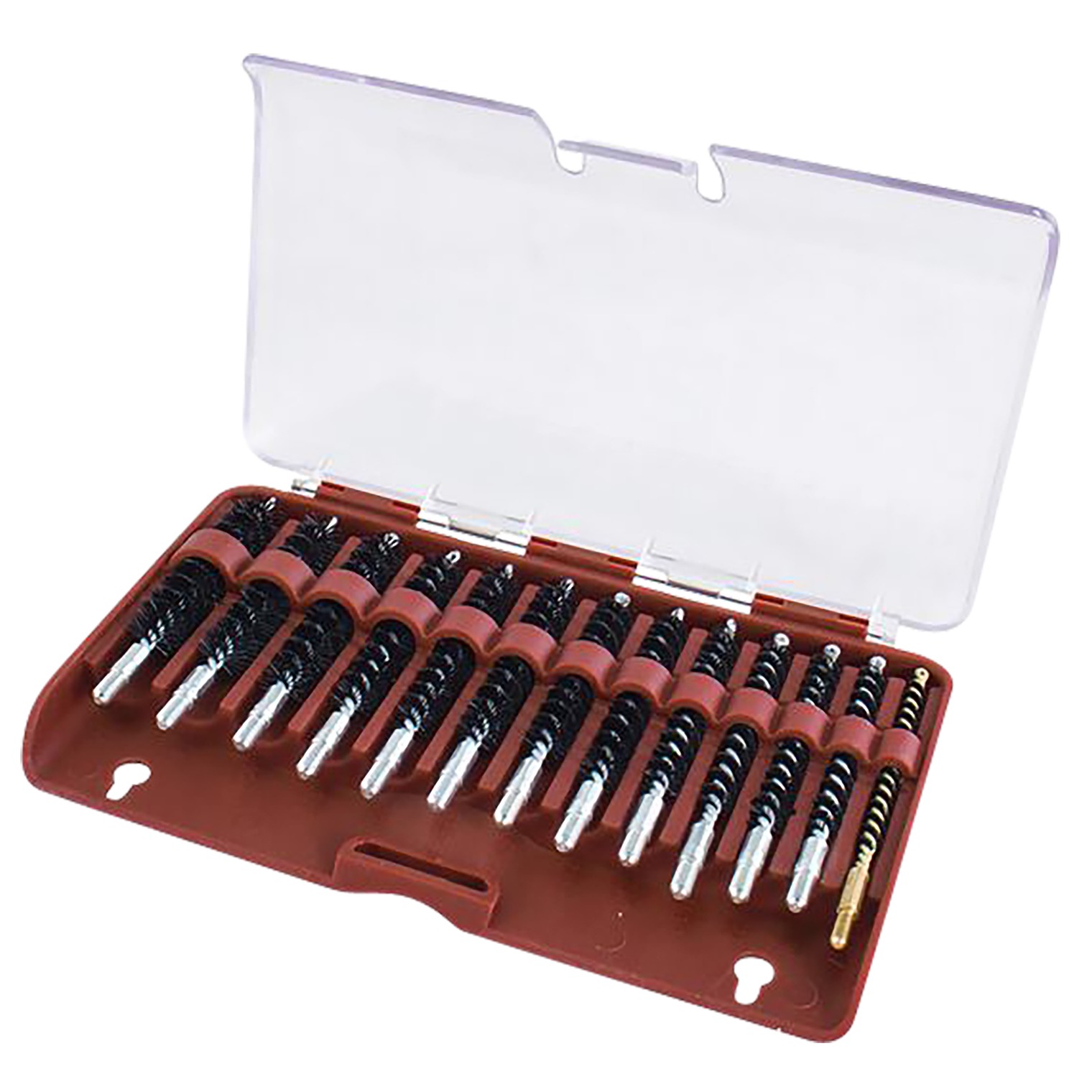 Tipton 615333 Bore Brush Set .17-.45 Cal Rifle Firearm 8-32/5-40 Thread Stainless Steel Nylon Bristles Bronze Includes Storage Box