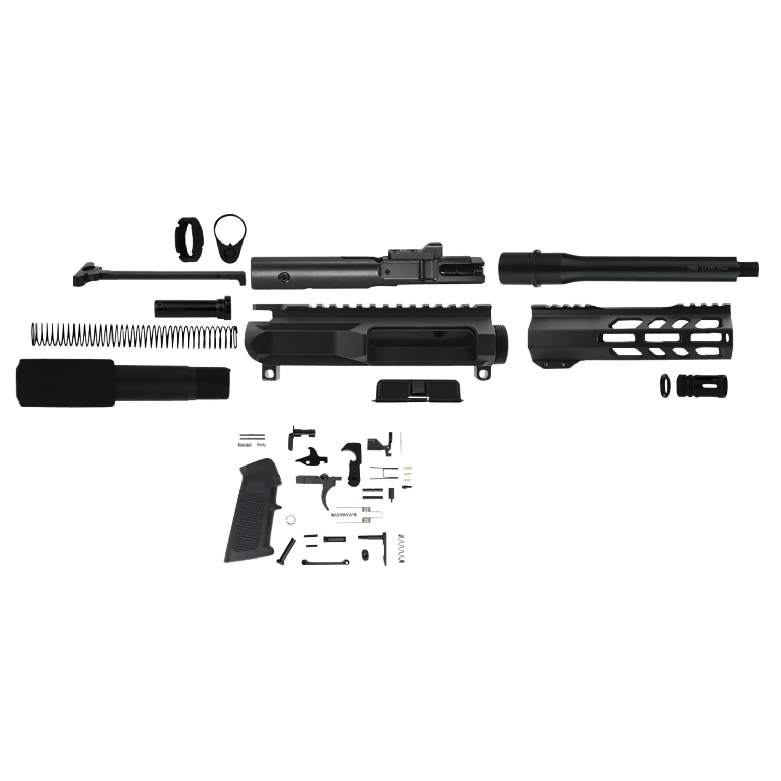 TacFire AR Build Kit 9mm Luger 7.50” Barrel Black for AR Platform