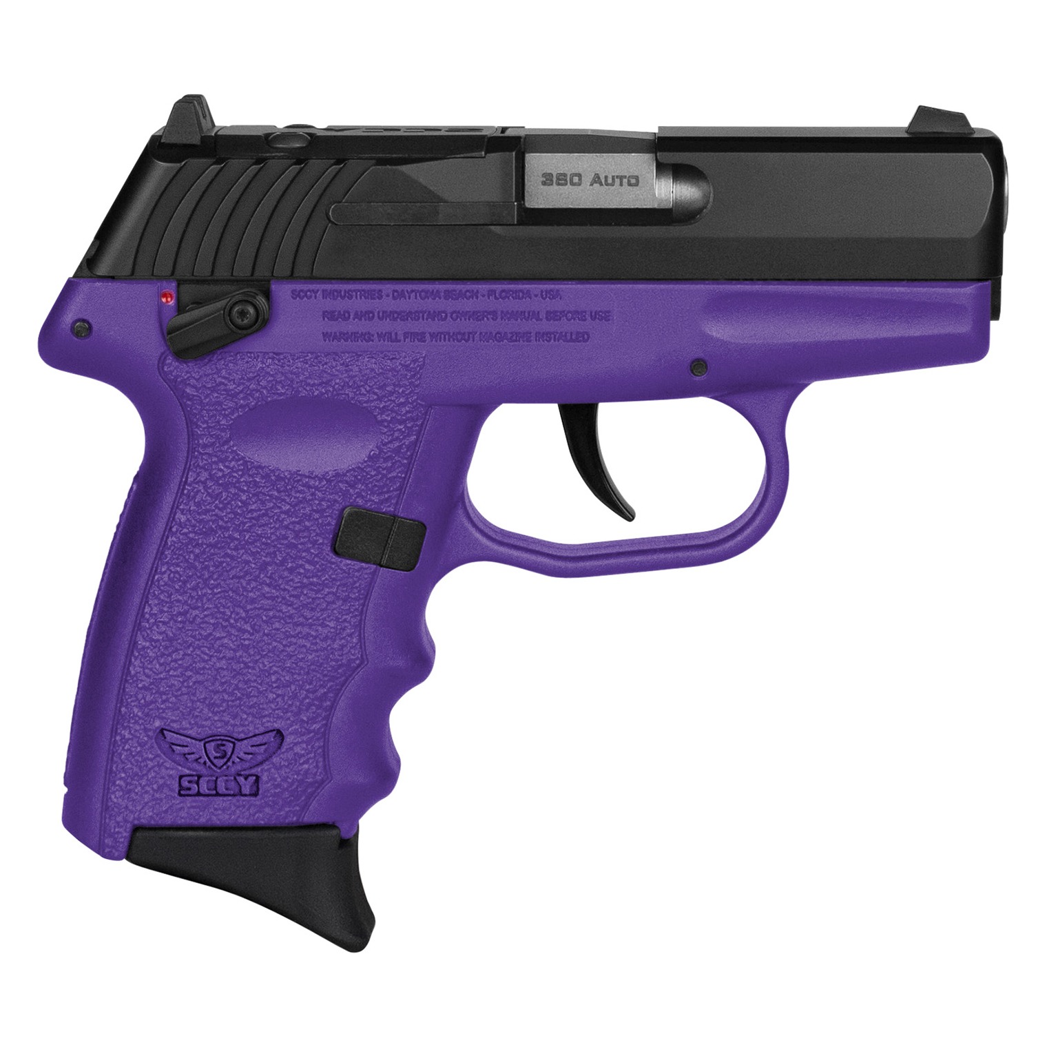 SCCY Industries CPX4CBPURDRG3 CPX-4 RD 380 ACP 10+1 2.96” Purple Polymer/Serrated Black Nitride Stainless Steel Slide/Finger Grooved Purple Polymer Grip