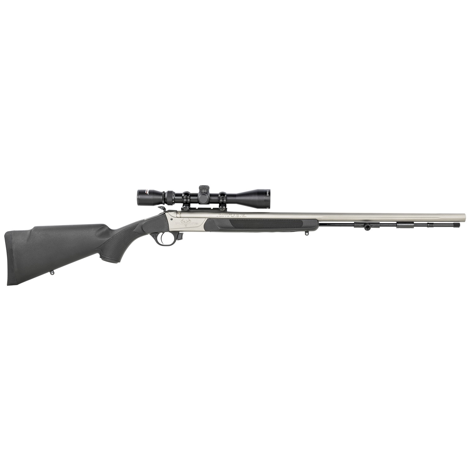 Traditions R574110440 Pursuit XT 50 Cal 209 Primer 26” Stainless Cerakote Black Synthetic Stock 3-9x40 Scope