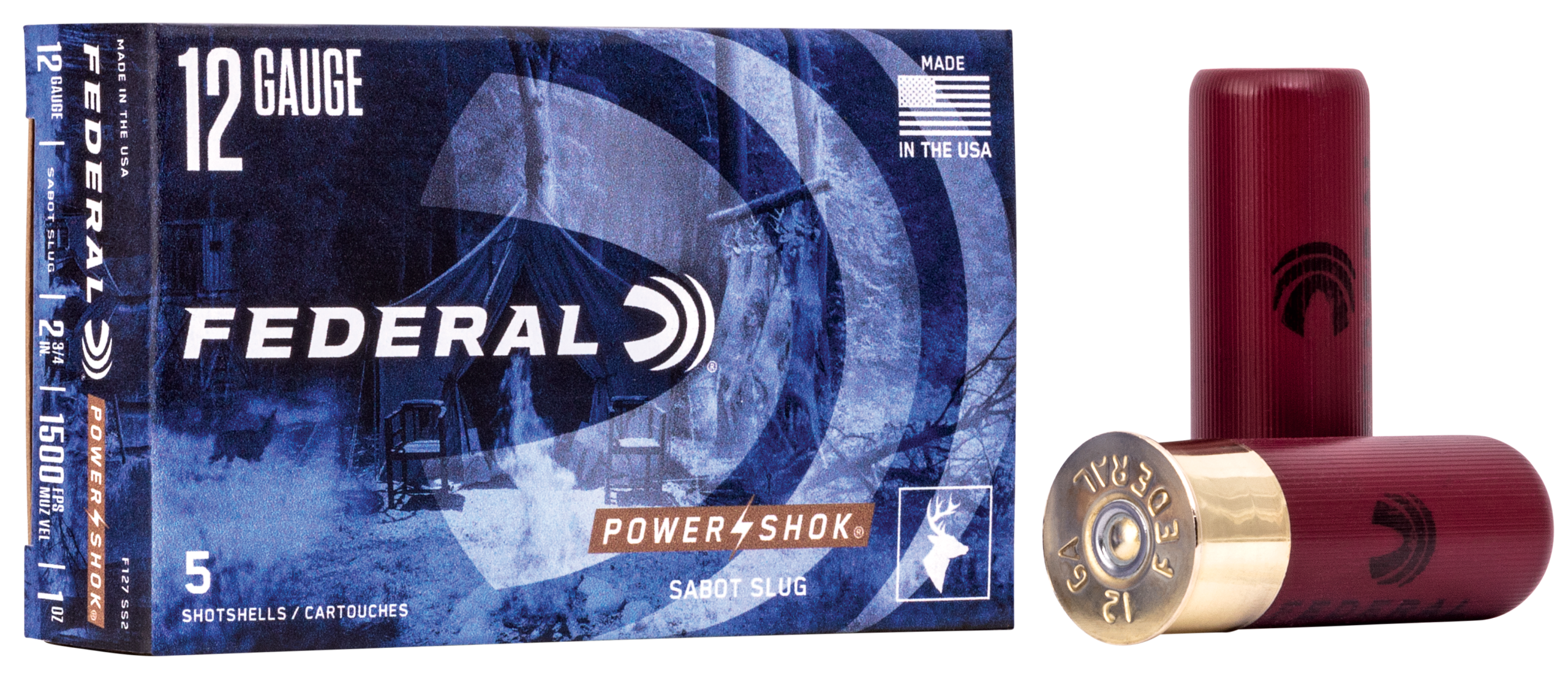 Federal Power-Shok 12 Gauge 2.75" 1oz Sabot Slug 5-Rd - Box or Case
