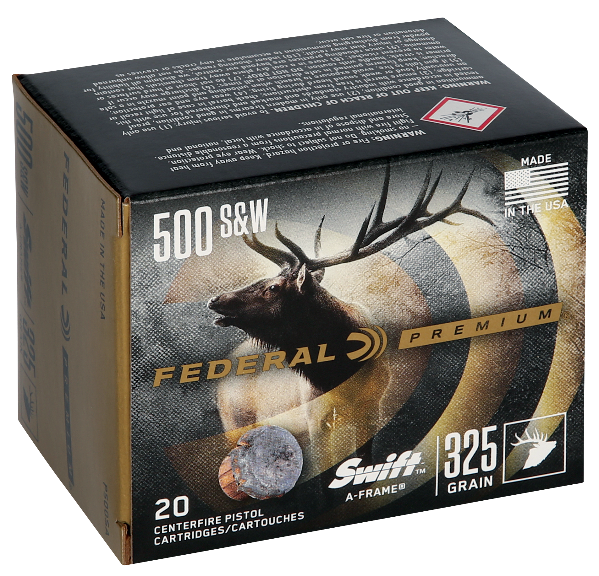 Federal Premium 500 S&W Mag 325gr Swift A-Frame 20rd - Box or Case