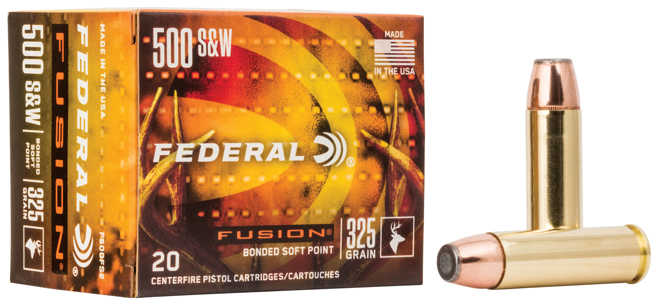 Federal Fusion 500 S&W Magnum 325gr Fusion Soft Point 20rd - Box or Case