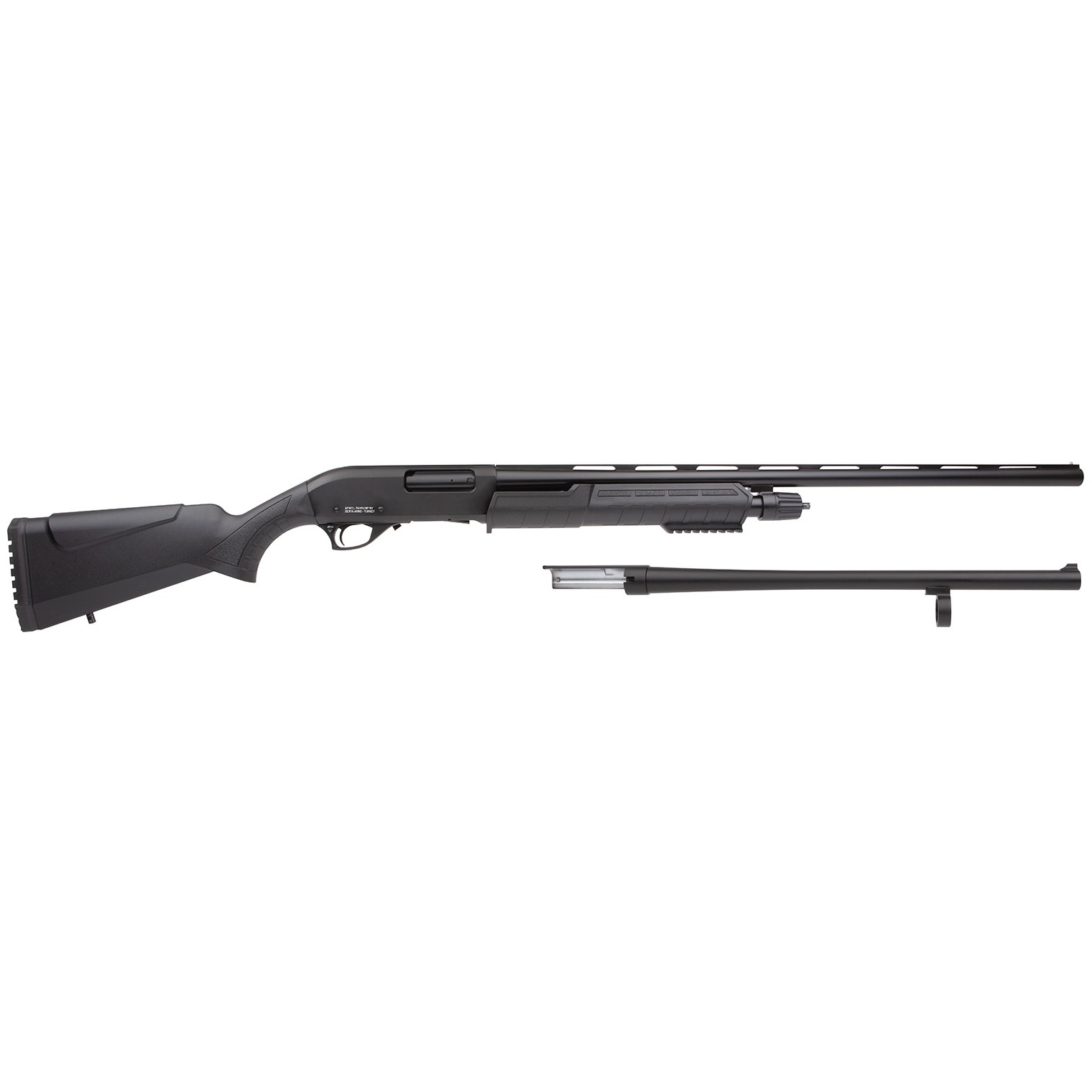 Rock Island PA12C1828B Pump Action Combo 12 Gauge Pump 5+1 28”/24” Black Smooth Bore Barrel, Black Aluminum Receiver, Fixed Black Synthetic Stock