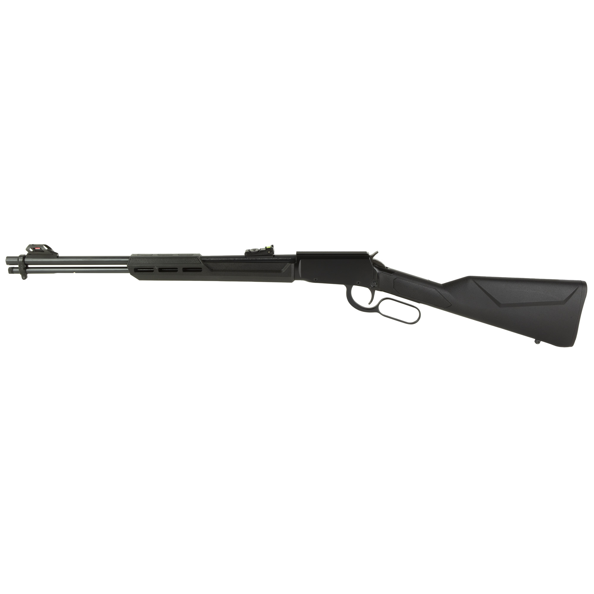 Rossi RL22W201SY Rio Bravo Lever Action 22 WMR 12+1 20” Round Barrel, Black, Polished Rec/Barrel, Synthetic Stock, Fiber Optic Sights