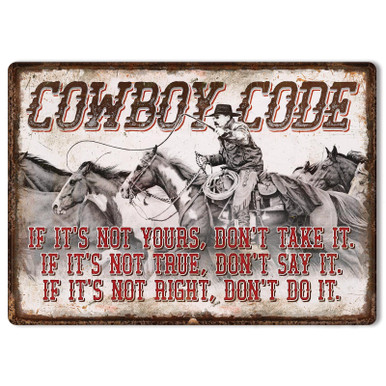 METAL TIN SIGNS, Funny, Vintage, Personalized 12"X 17" Cowboy Code