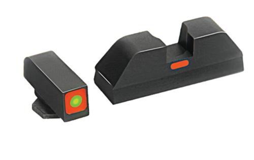 AmeriGlo CAP Tritium Sight Set Glock 17/19/22 Green Front With Orange Square Outline Orange Rear Horizontal Line